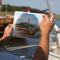 Aquarellskizze von einem Boot