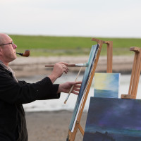 Mann mal plein air