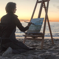Den Sonnenuntergang Pleinair malen