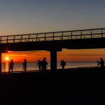 Gruppe von Fotografen am Strand Prerow atemberaubender Sonnenuntergang
